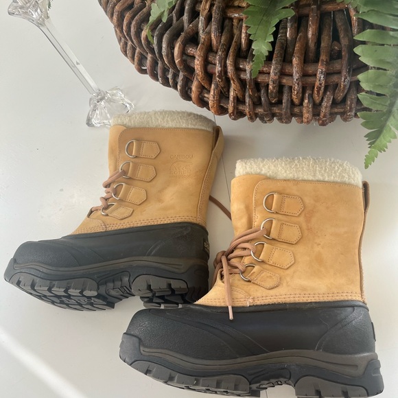 Sorel Womens Caribou WP Boots NL1004 280 Sz 6 leather w wool lining $130 - Picture 6 of 15